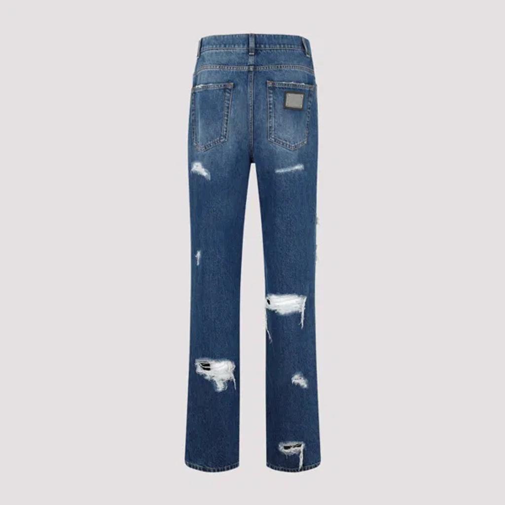 DOLCE & GABBANA Blue Cotton Jeans Product Image