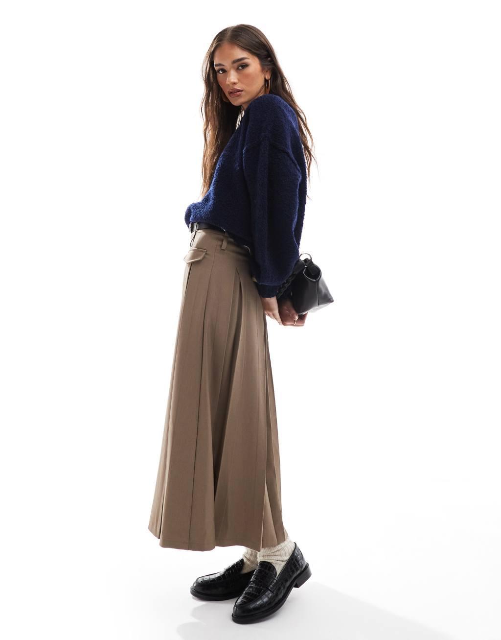 ASOS DESIGN boucle crew neck sweater in navy Product Image
