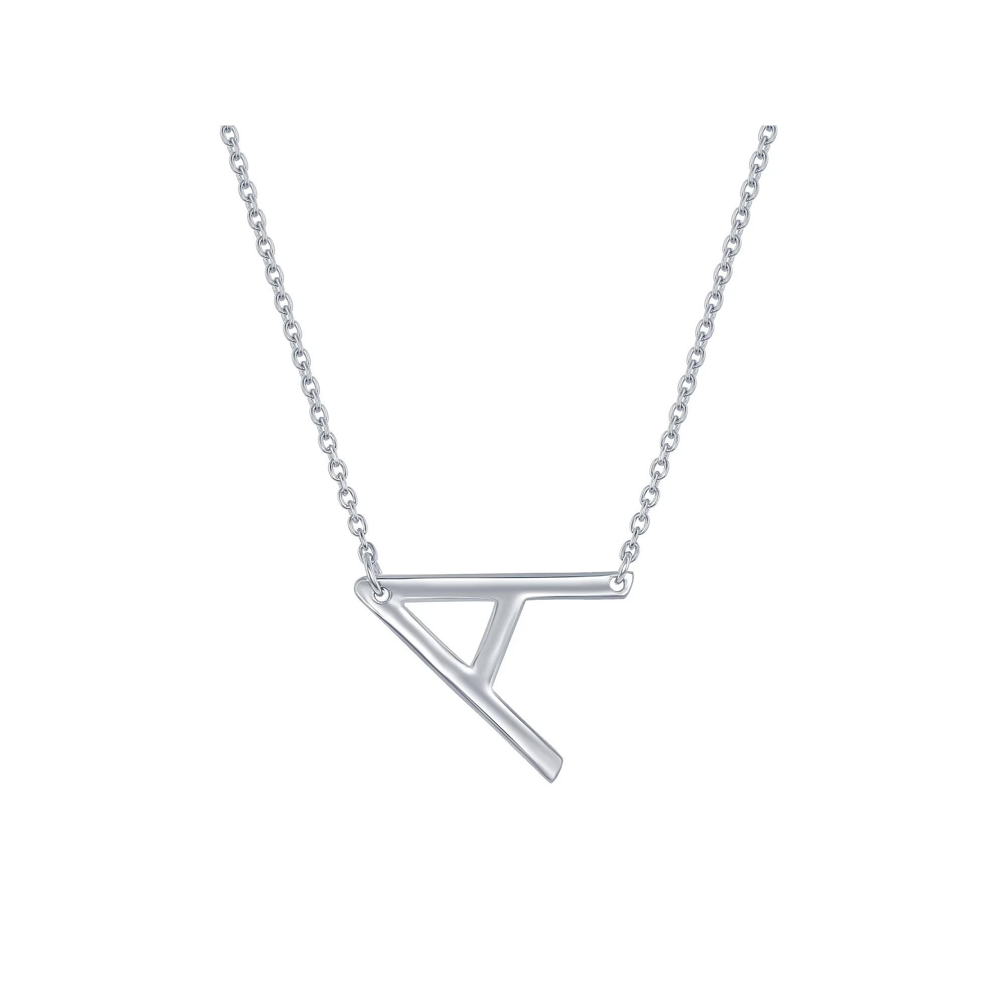 Sterling Silver Sideways Initial Necklace, Womens Sterling B Product Image