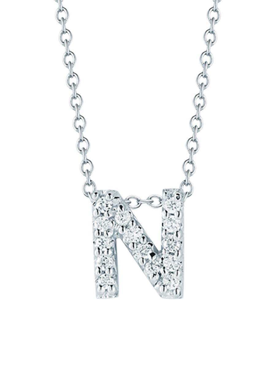 Roberto Coin 18K White Gold Initial Love Letter Pendant Necklace with Diamonds, 16 Product Image