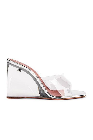 AMINA MUADDI Lupita Glass Wedge in Metallic Silver Product Image