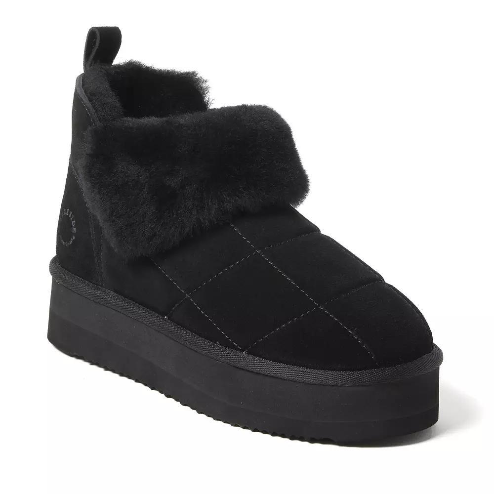 Dearfoams Bayswater Puff Womens Platform Shearling Bootie Slippers Product Image