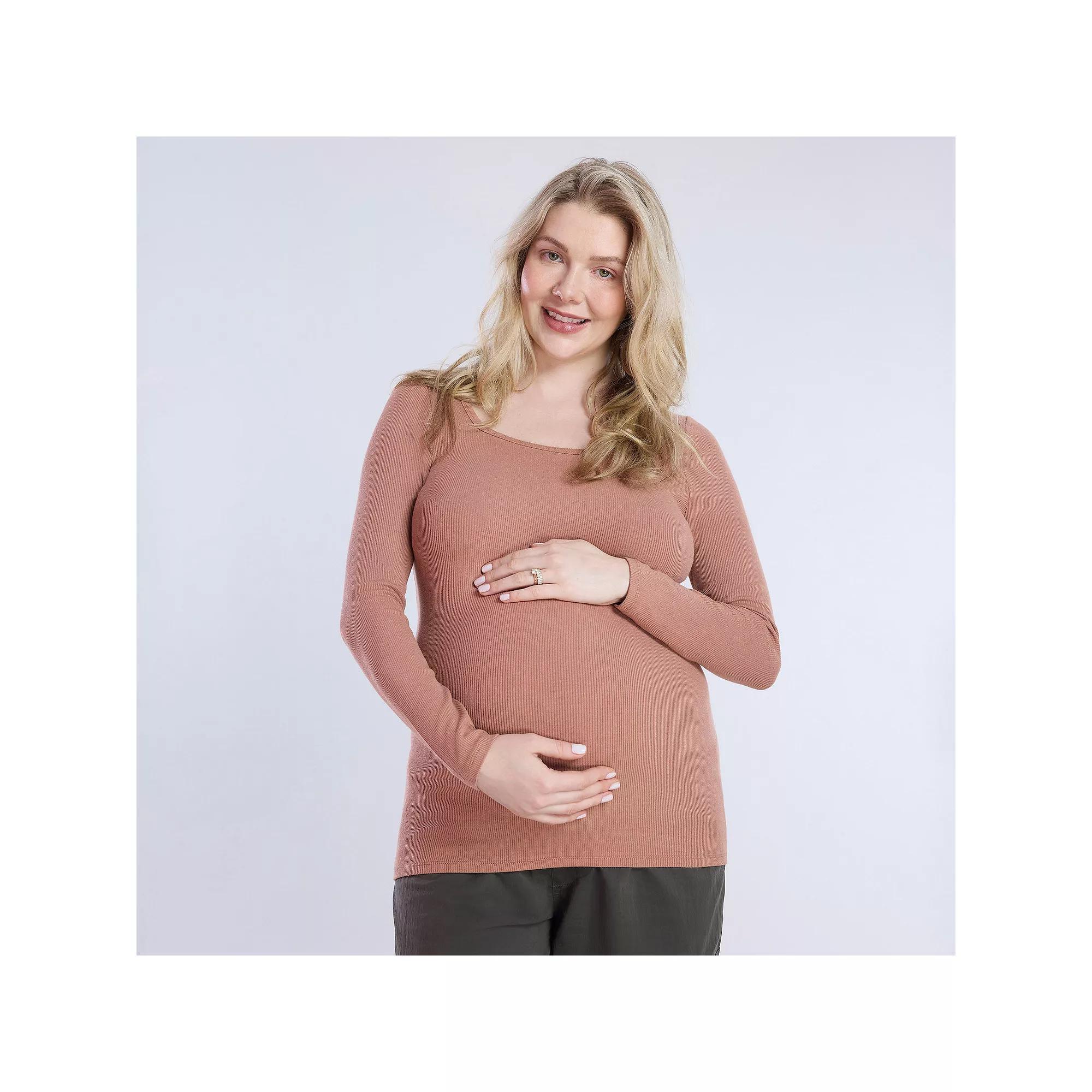 Maternity Motherhood® Square Neck Long Sleeve Tee, Women's, Size: XS-MAT, Sodalite Blue Product Image