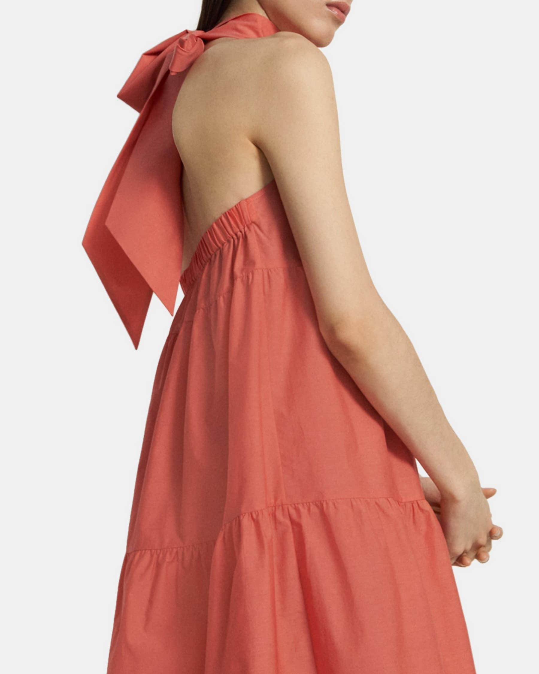 Tiered Halter Mini Dress in Cotton Blend Product Image
