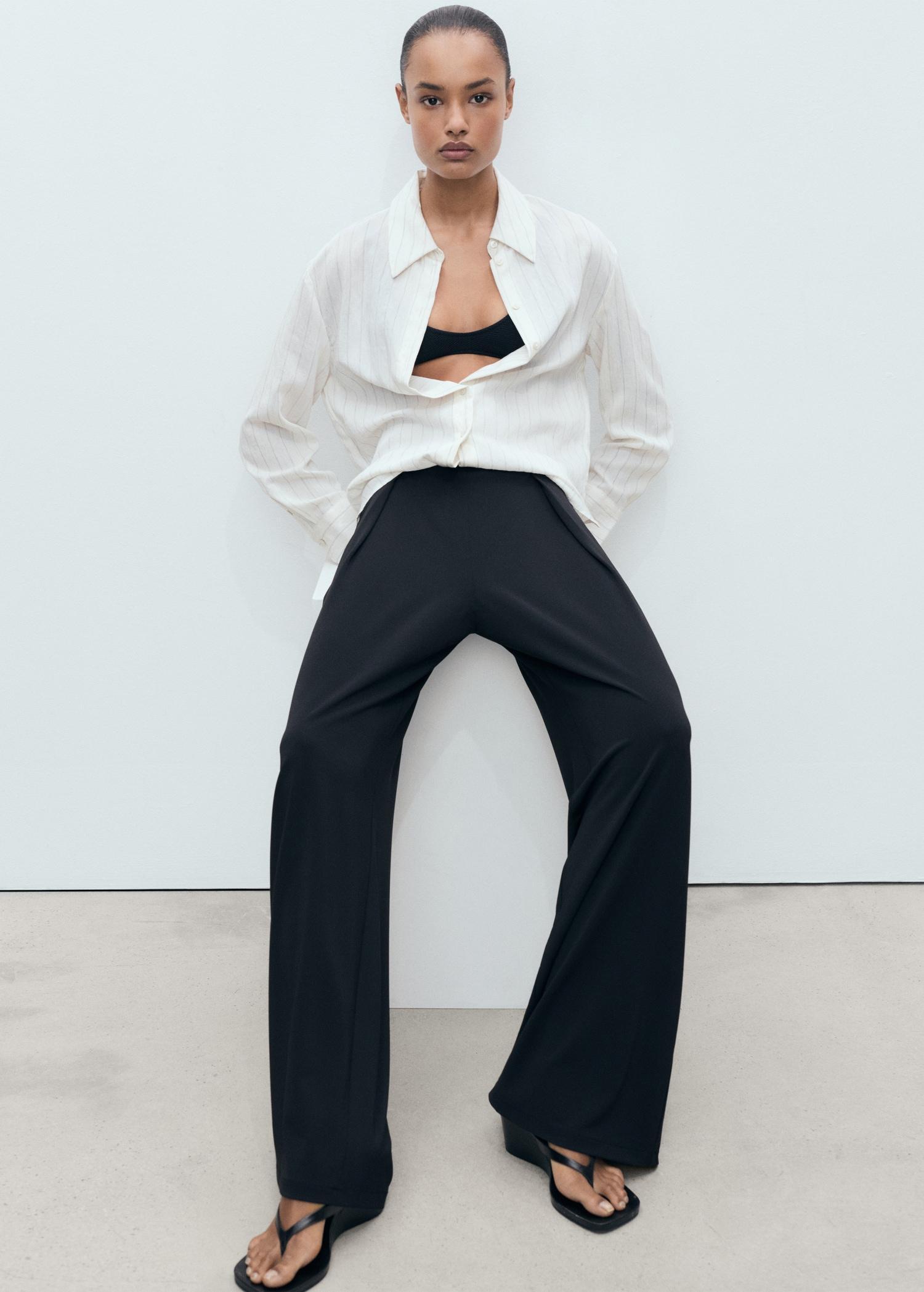 Godet palazzo pants - Women | MANGO USA Product Image