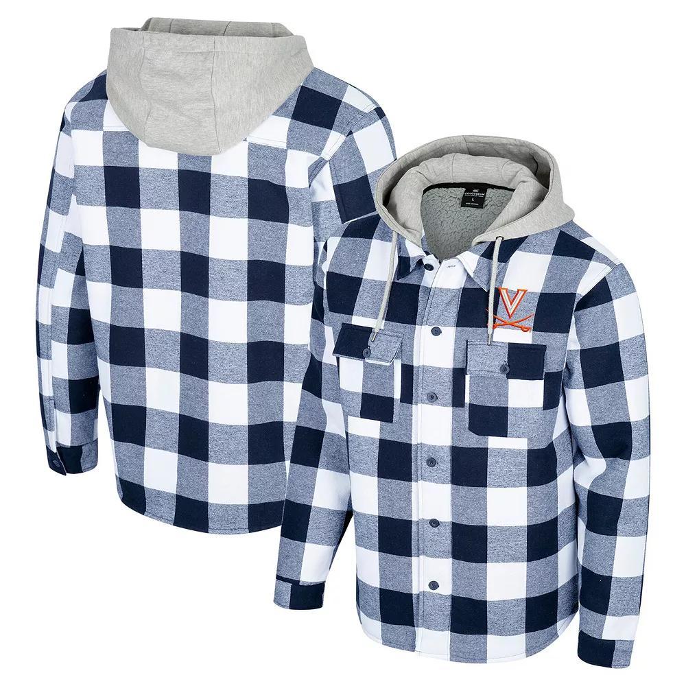Men's Colosseum Navy/White Virginia Cavaliers Buffalo Plaid Full-Zip Hoodie Jacket, Size: 2XL, Blue Product Image