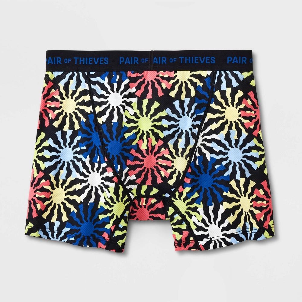 Pair of Thieves Men's Starburst Print Super Fit Boxer Briefs - Blue/White/Red S: Microfiber, Abstract Pattern Product Image