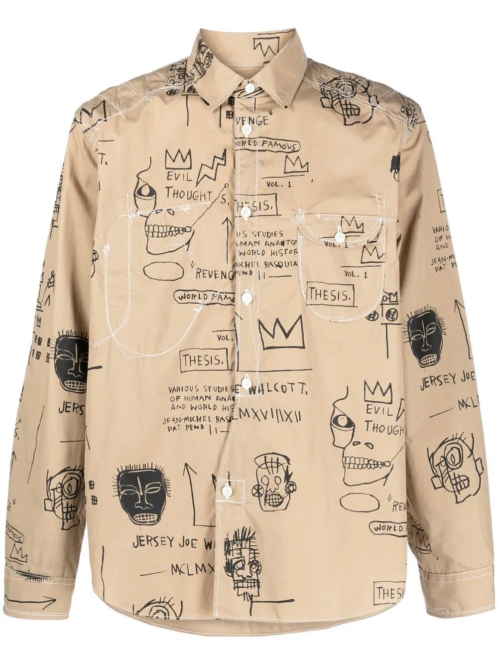 JUNYA WATANABE Graphic-print Cotton Shirt In Beige Product Image