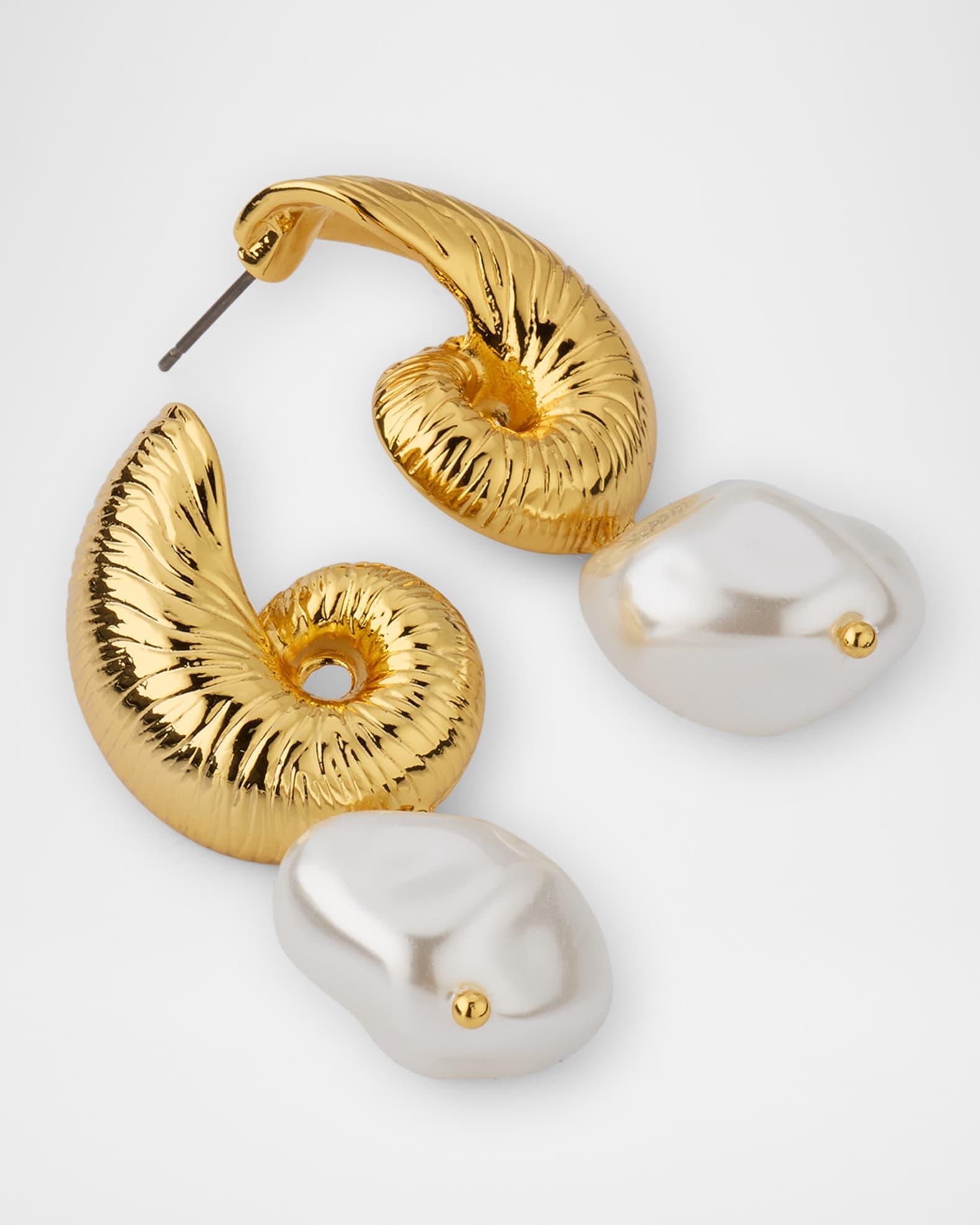 Seashell Pearly Drop Earrings Product Image