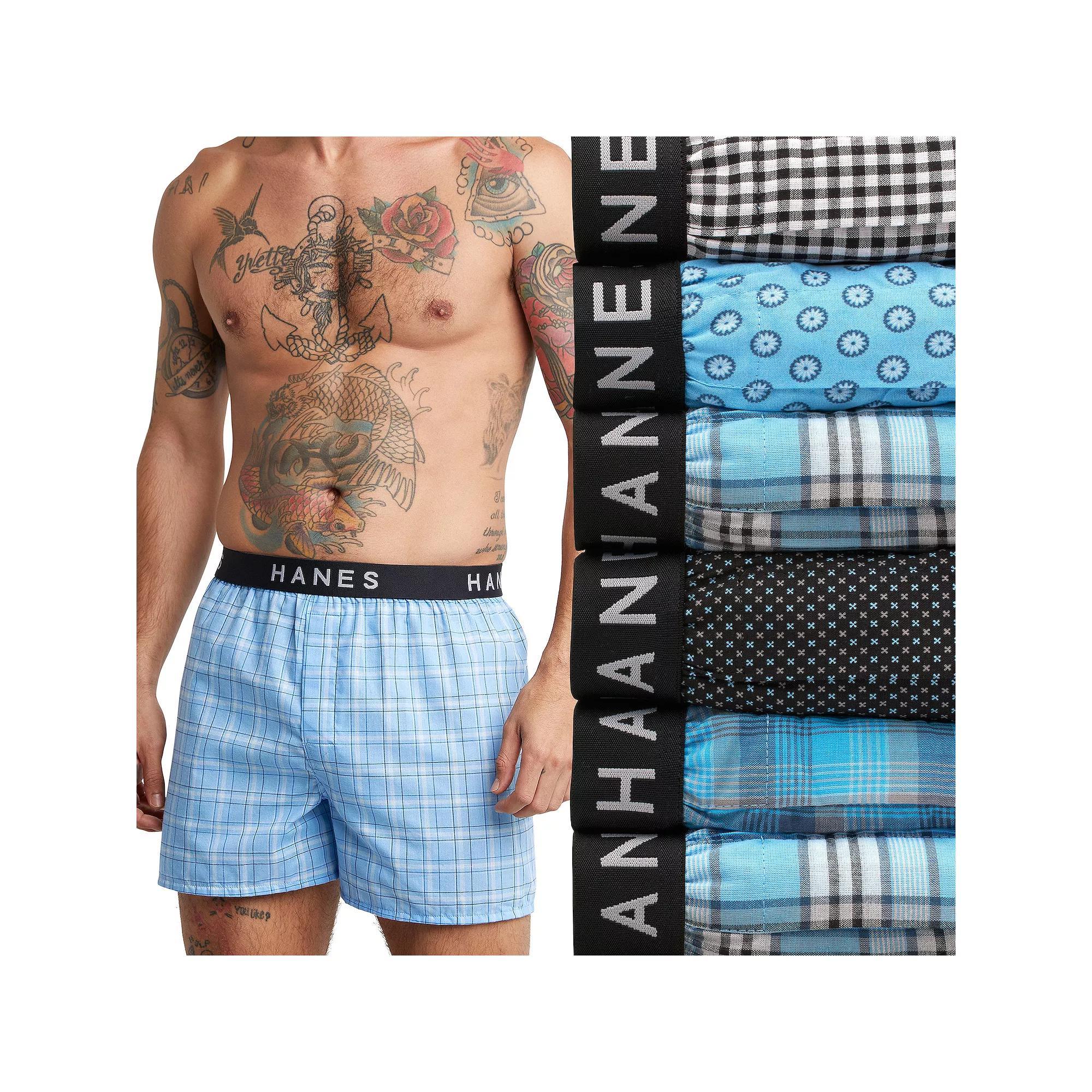 Hanes Ultimate 5+1 Bonus Pack Men's Woven Boxer Underwear, Size: Medium, Red Green Plaid Product Image