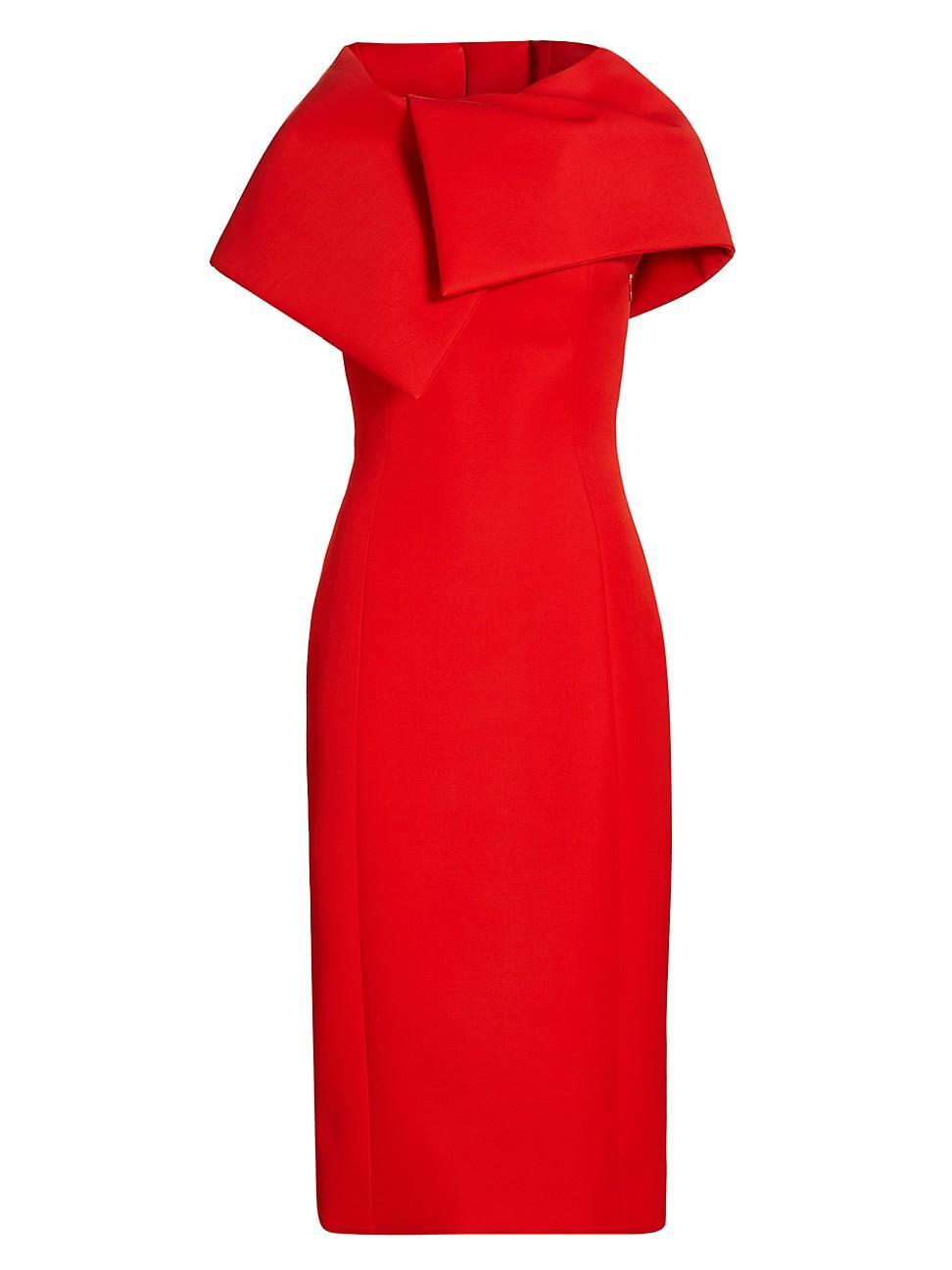 Womens Wool-Blend Wrap Capelet Midi-Dress Product Image