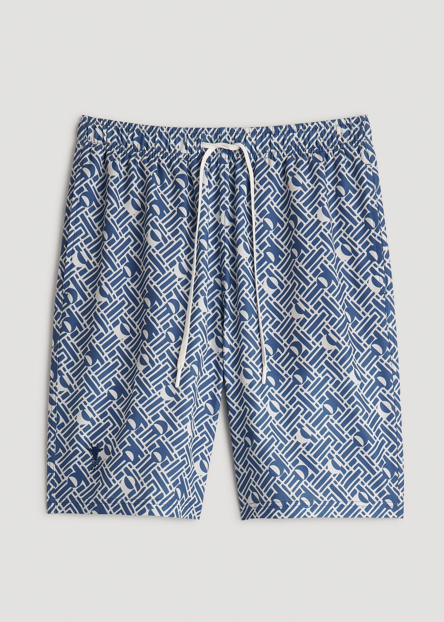 Volley Swim Shorts for Tall Men in Mid Blue Abstract Product Image