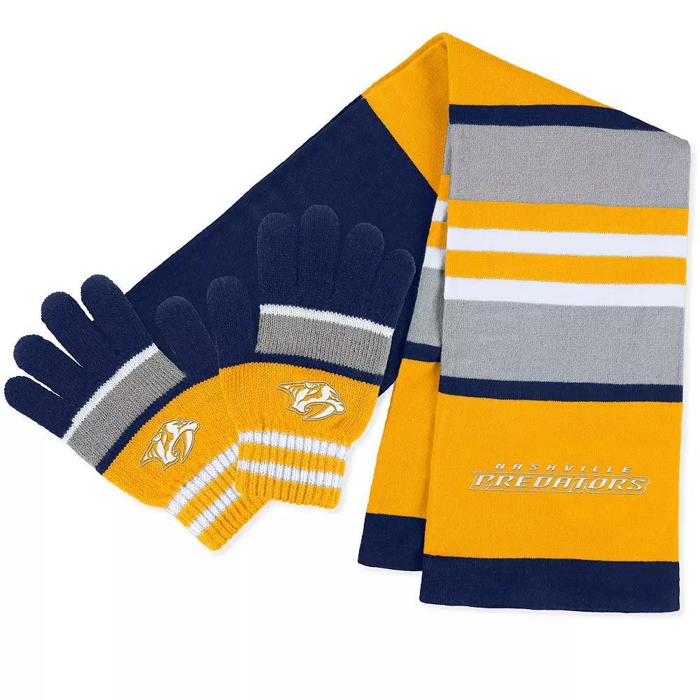 Women's WEAR by Erin Andrews Nashville Predators Stripe Glove & Scarf Set, Pdt Team Product Image