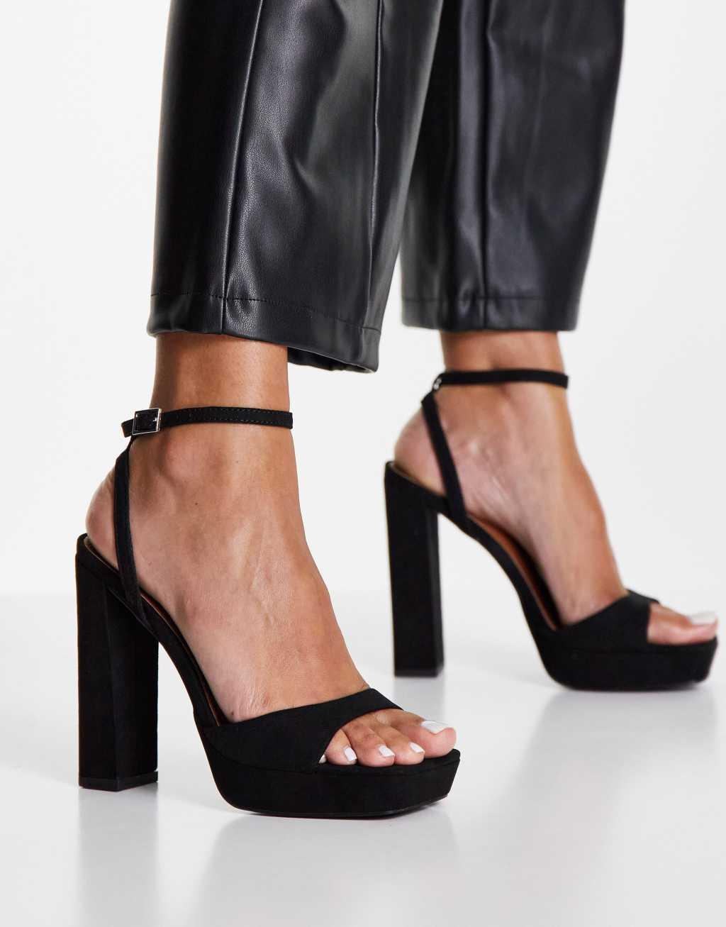 ASOS DESIGN Noun platform barely there block heel sandals Product Image