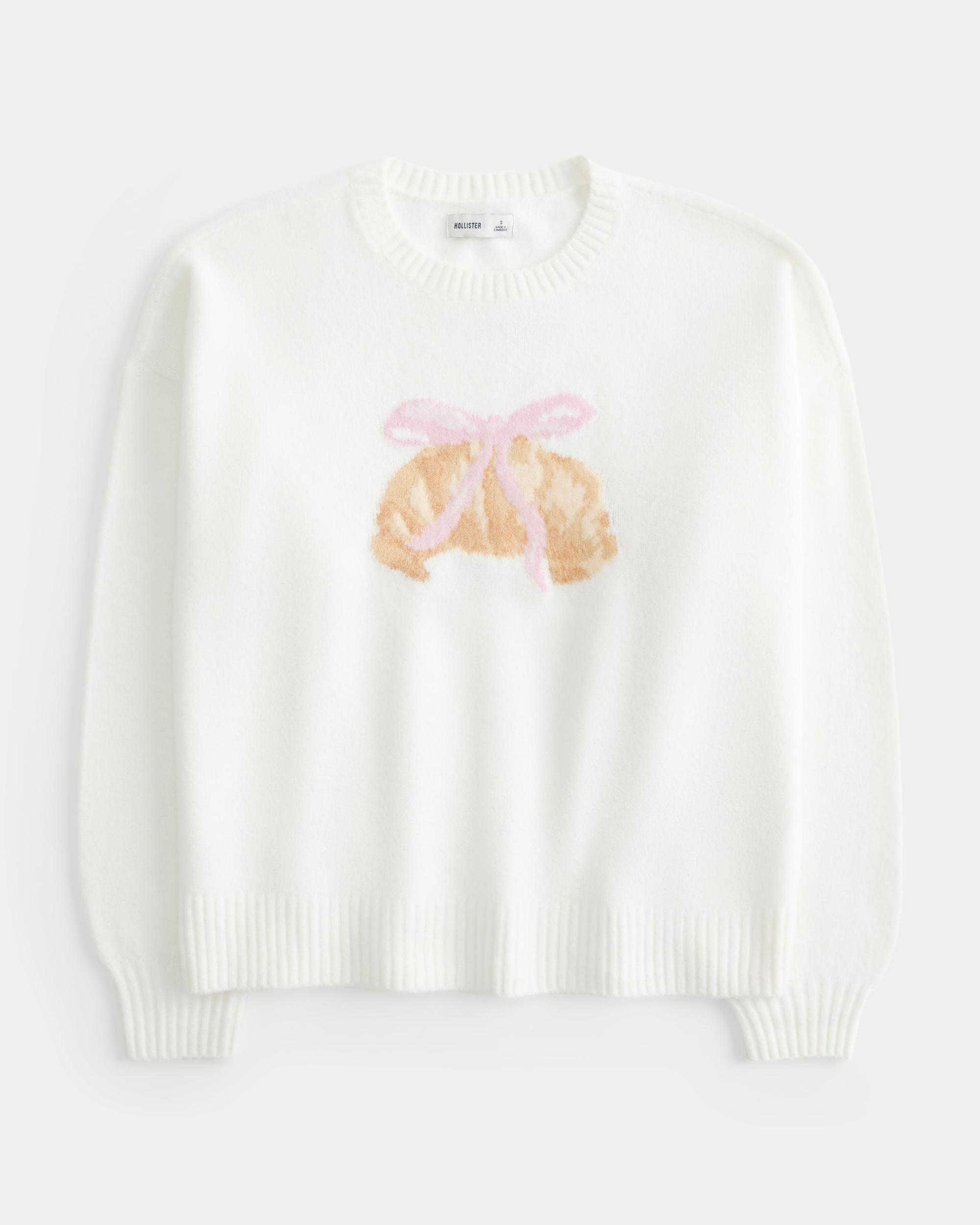 Off-the-Shoulder Bow Applique Sweater Product Image