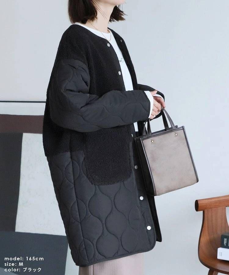 Paneled Quilted Button-Up Jacket Product Image