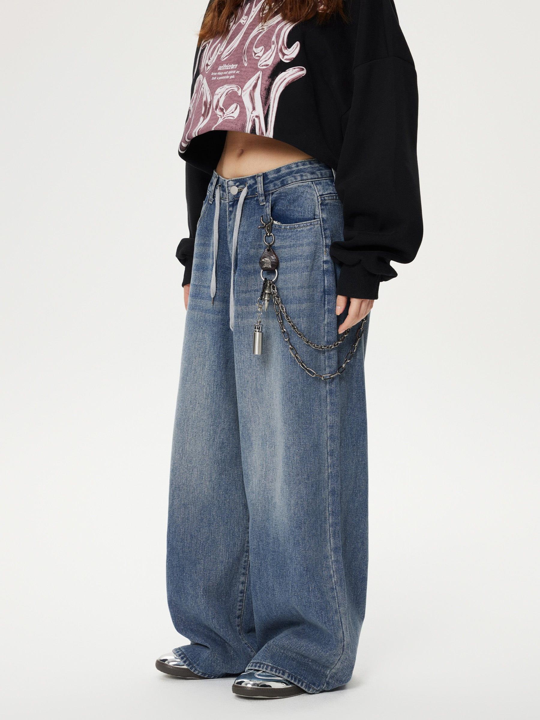 Aelfric Eden Drawstring Washed Baggy Jeans Female Product Image