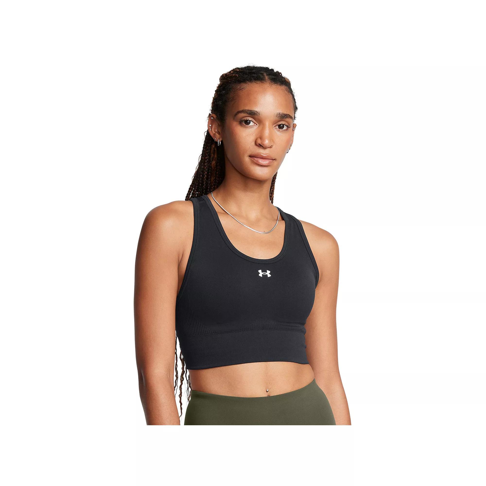 Women's Under Armour Vanish Seamless Medium-Impact Mid Sports Bra, Size: Large, Black Product Image