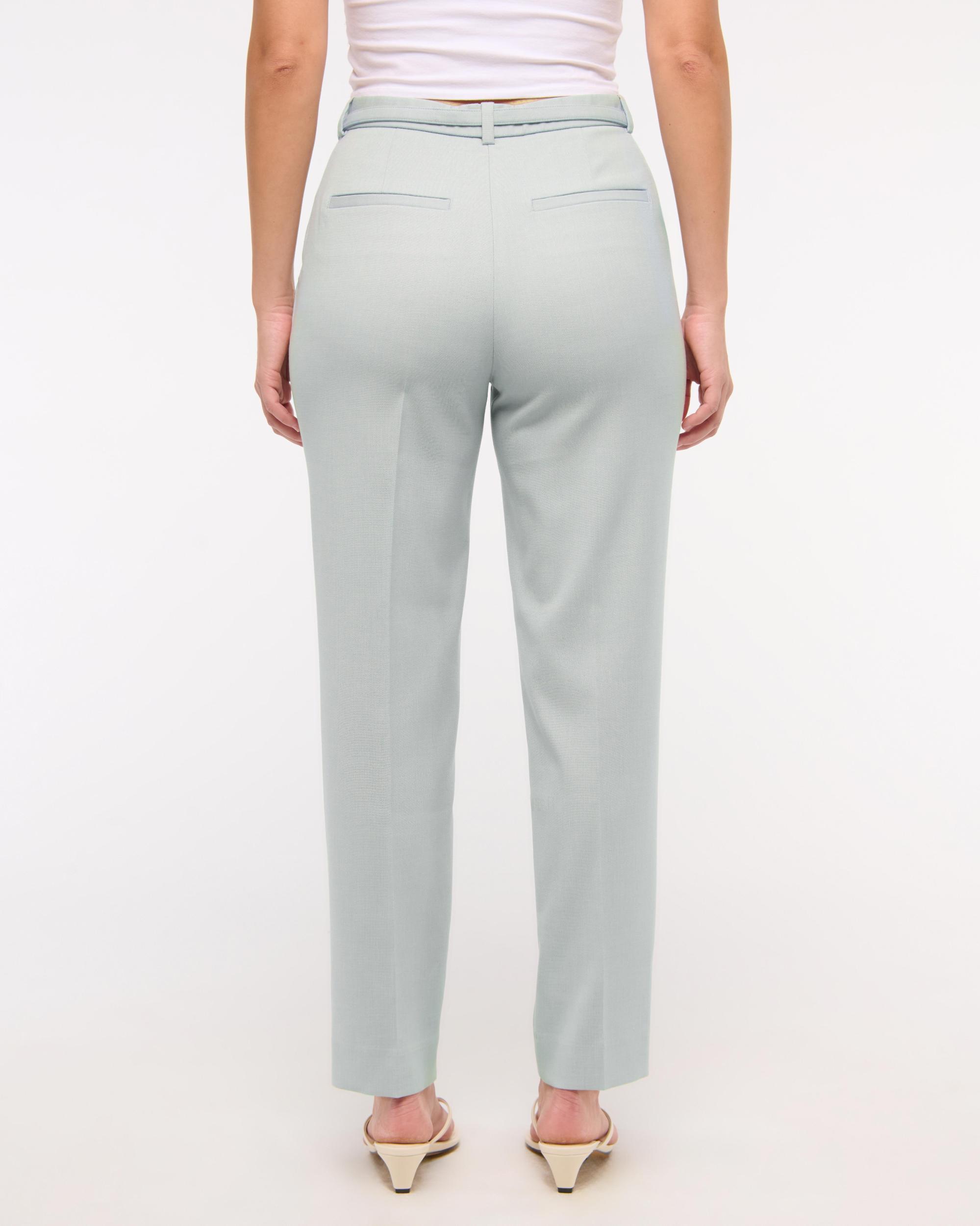 High Rise Belted Ankle Straight Pant Product Image