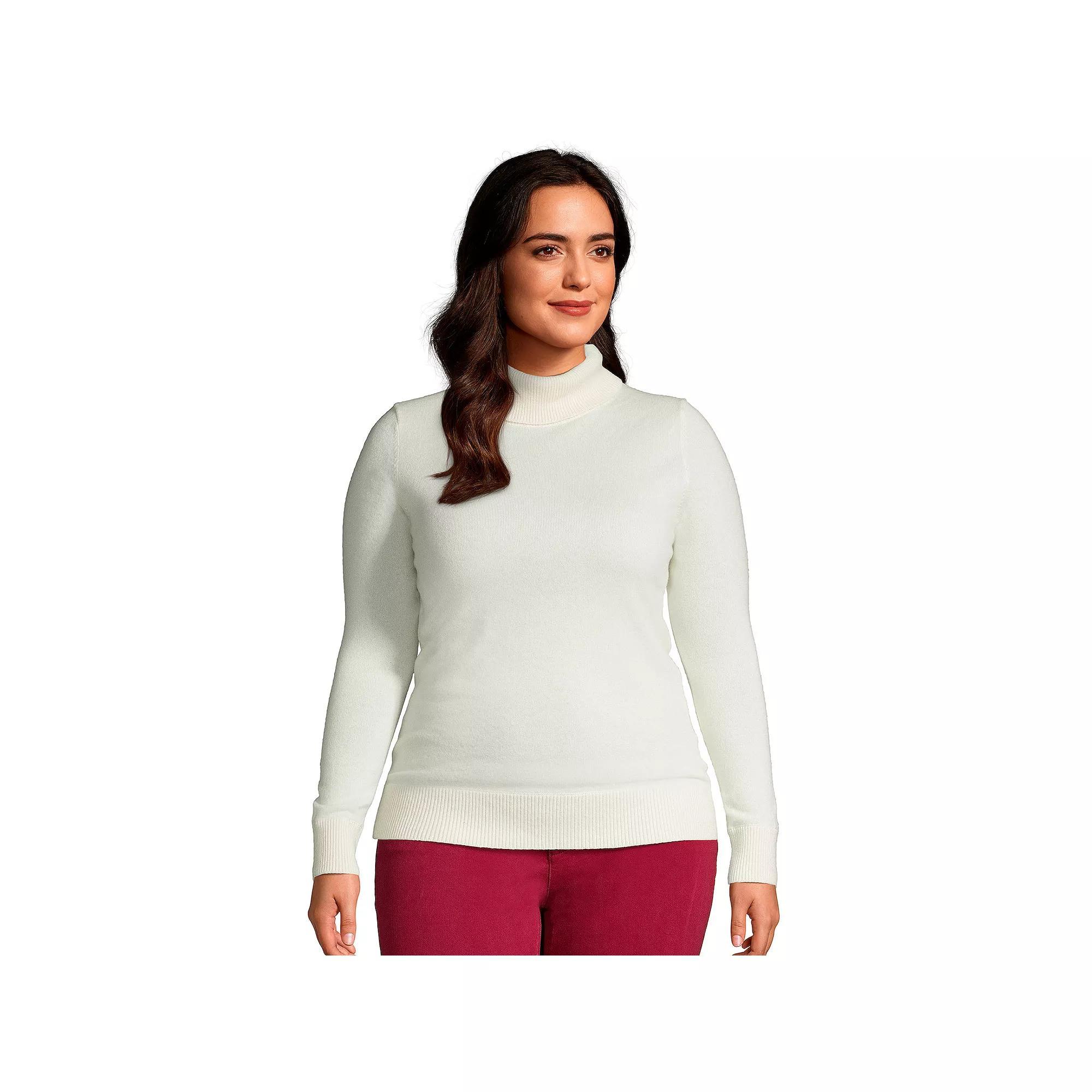 Plus Size Lands' End Cashmere Turtleneck Sweater, Women's, Size: 2XL, Fresh Ivory Product Image