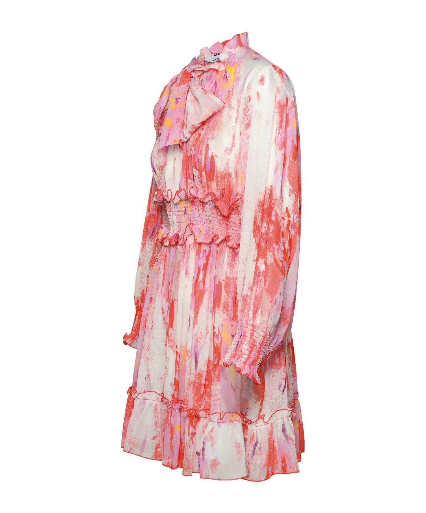MSGM Ruffle Detailed Dress In Pink Product Image