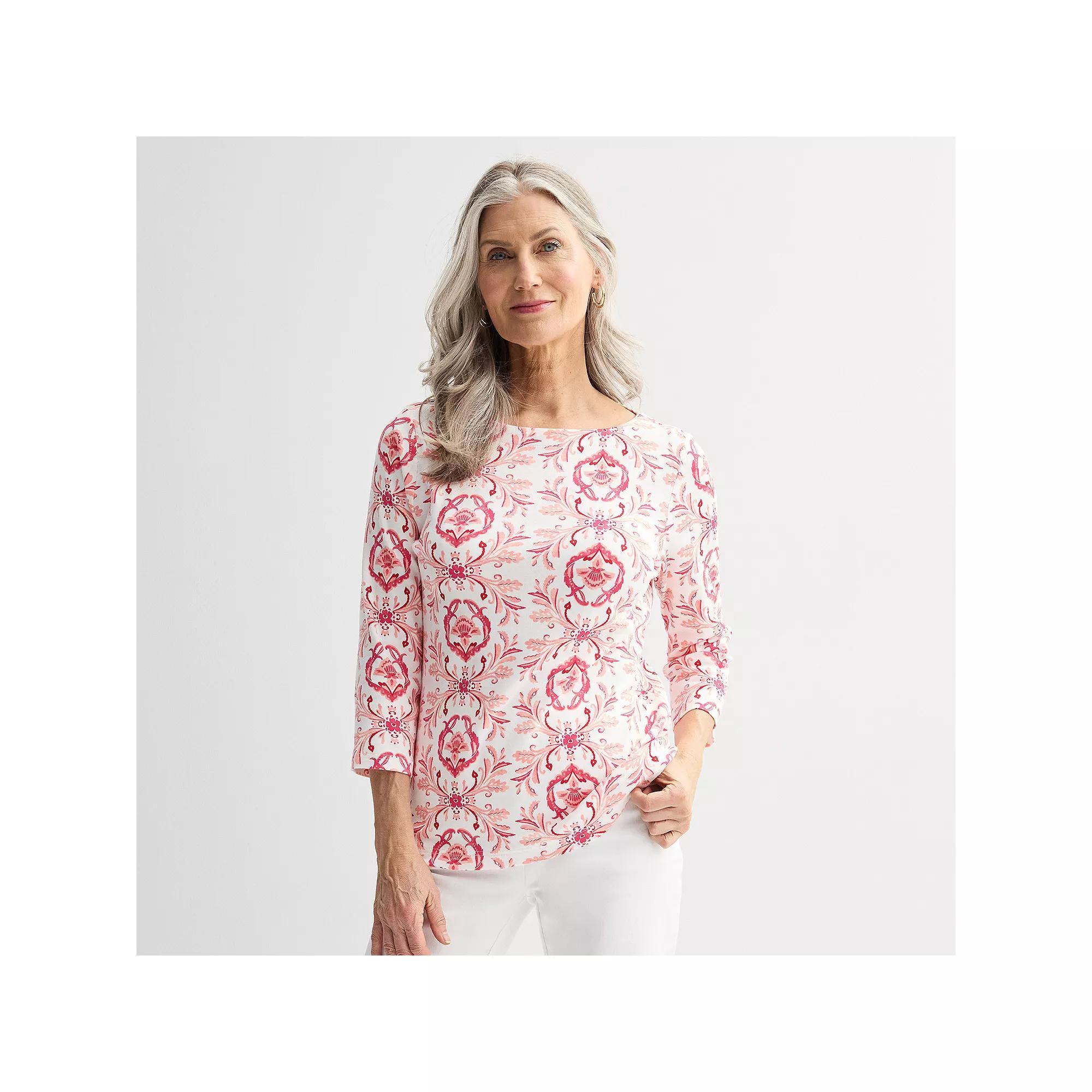 Women's Croft & Barrow® Boatneck Top, Size: XL, Pink Vibrant Tile Product Image