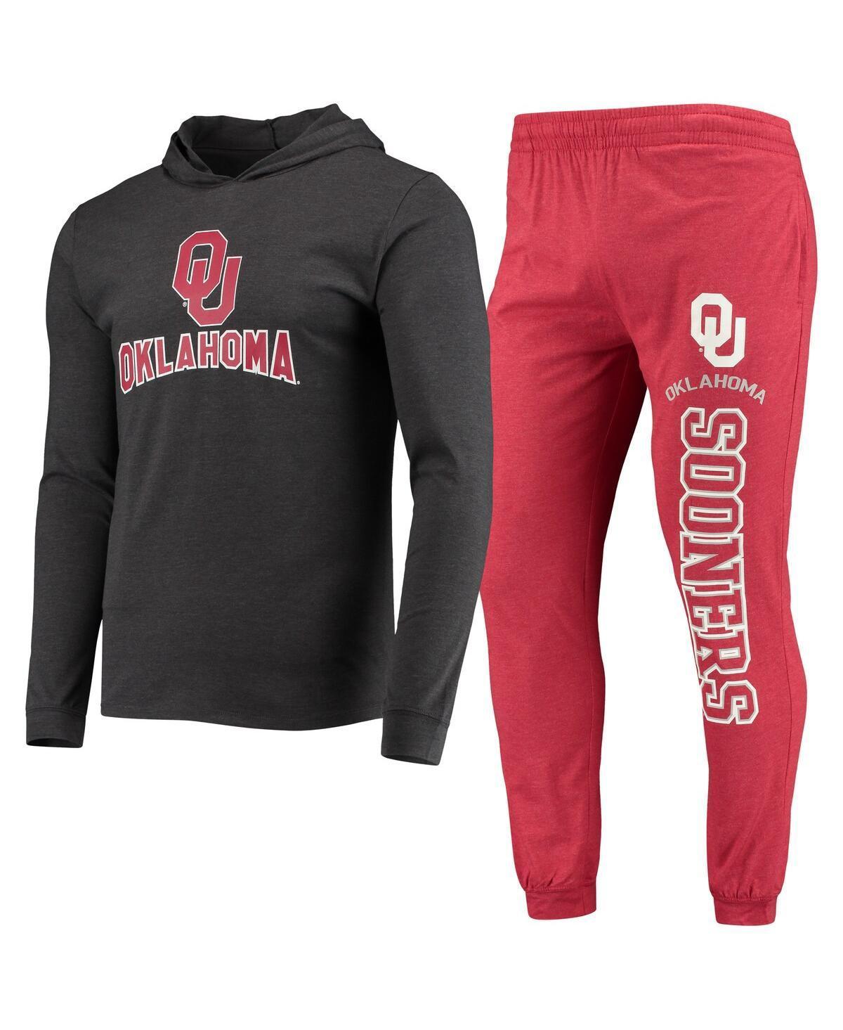Men's Concepts Sport Crimson/Heather Charcoal Oklahoma Sooners Meter Long Sleeve Hoodie T-Shirt & Jogger Pajama Set, Size: Large, Red Product Image