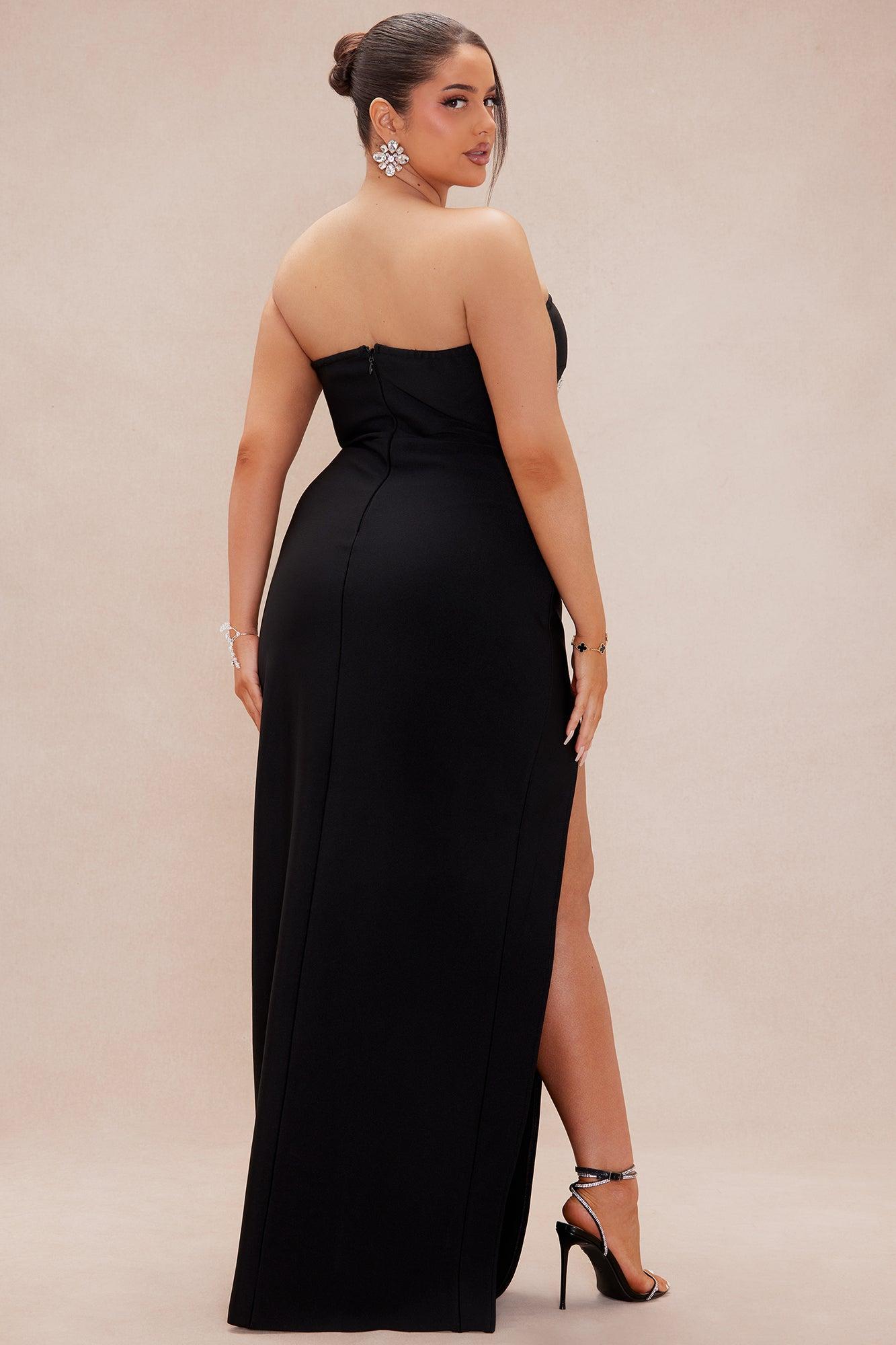 Mia Embellished Bandage Maxi Dress - Black Product Image