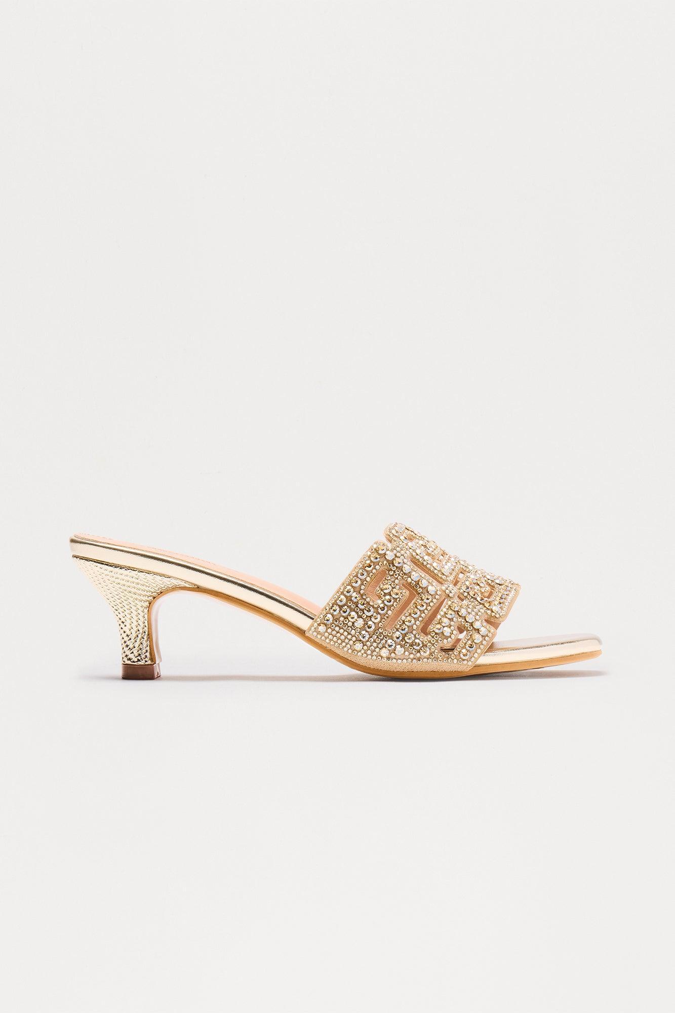 Twinkle Rhinestone Mules - Gold Product Image