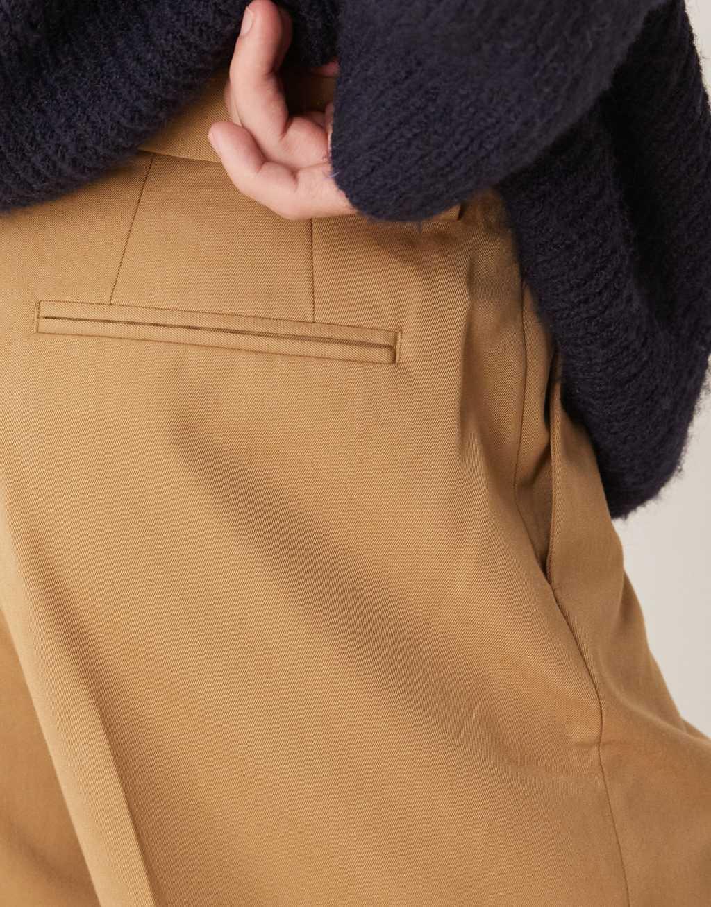 ASOS DESIGN smart wide leg pants with front pleat in dusty camel Product Image