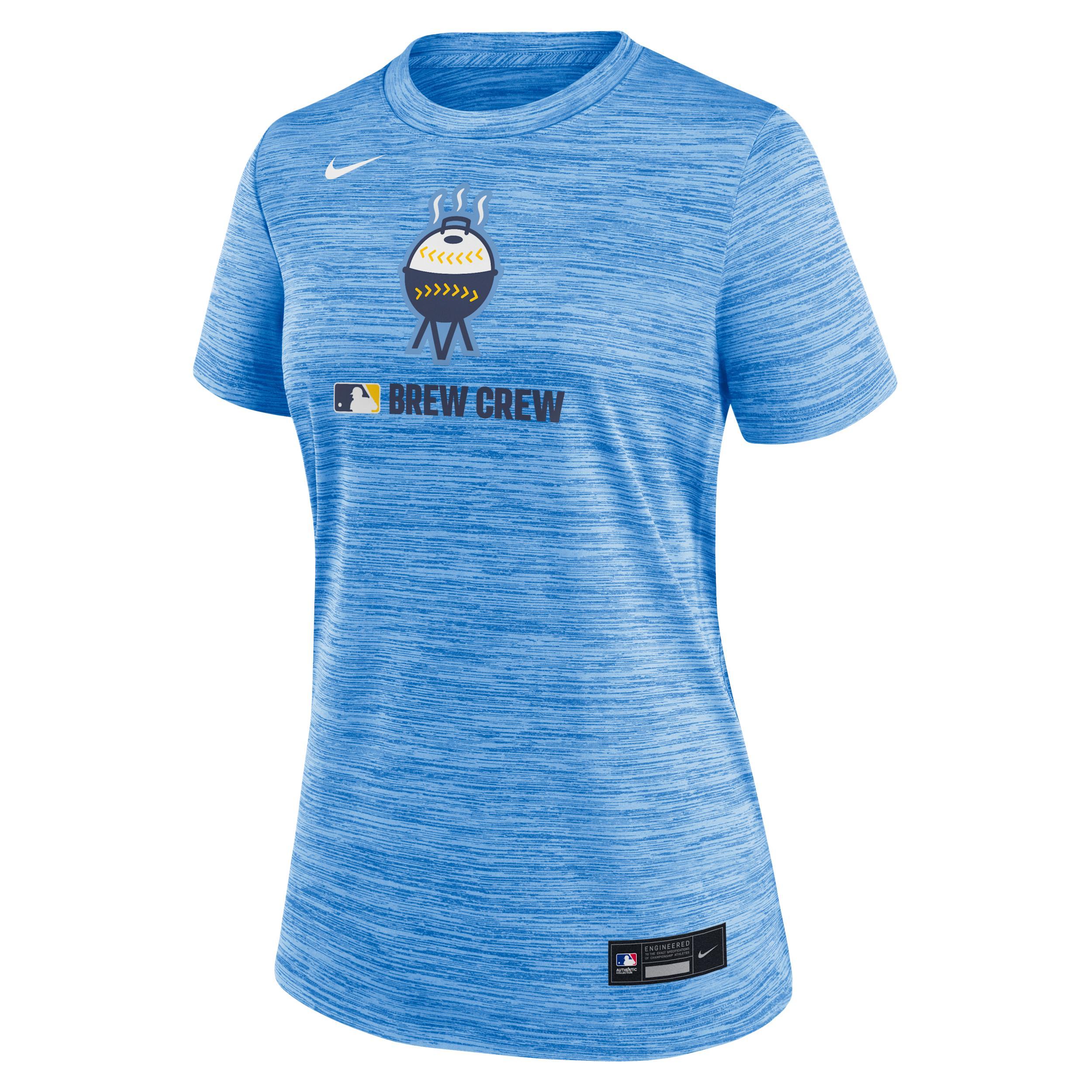 Women's Nike Powder Blue Milwaukee Brewers Authentic Collection City Connect Velocity Performance T-Shirt, Size: Small, Light Product Image