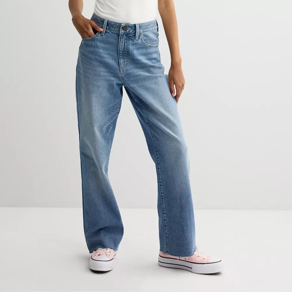 Juniors' SO® High-Rise Curvy '90s Bootcut Jeans, Women's, Size: 11, Light Medium Product Image