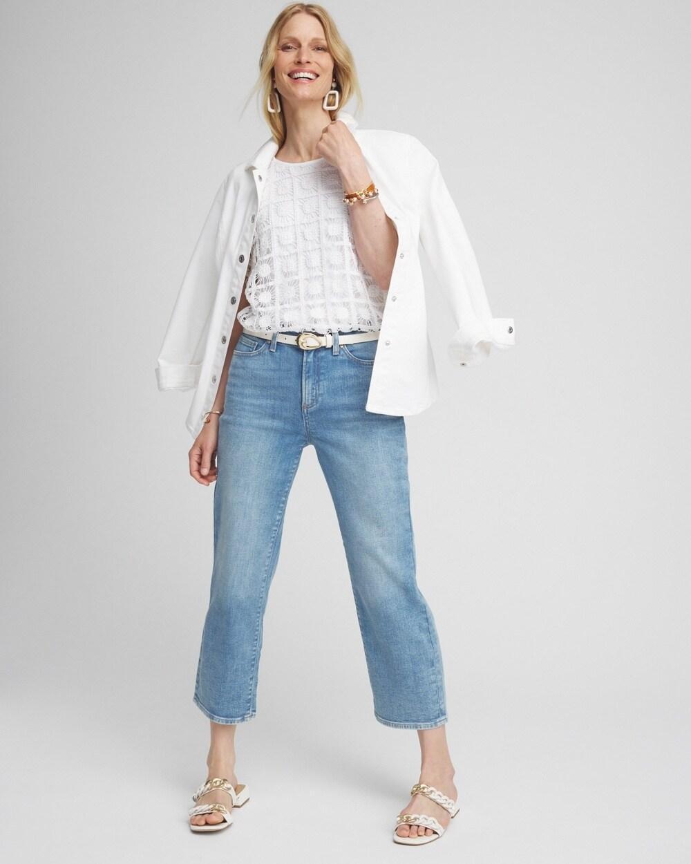 Crochet Trim Banded Hem Tee Product Image
