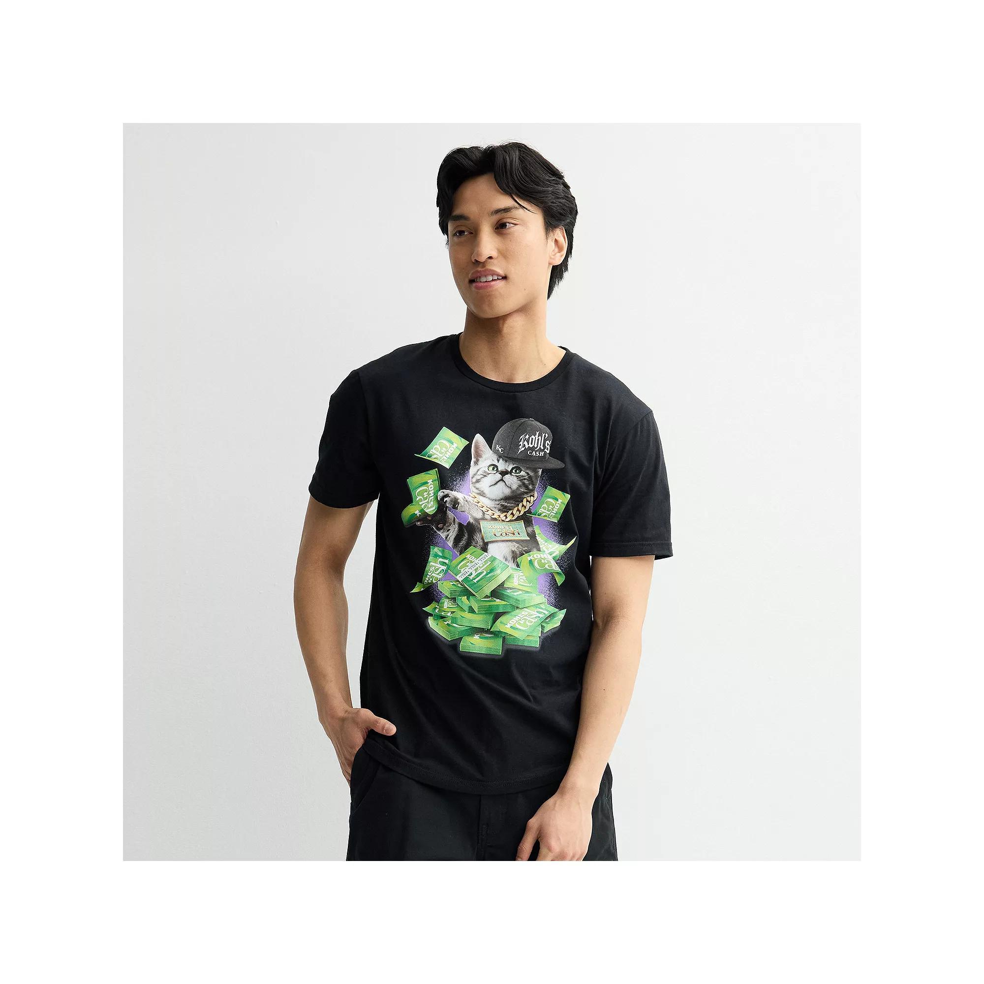 Men's Cats Love Kohl's Cash Short Sleeve Graphic Tee, Size: Small, Black Product Image