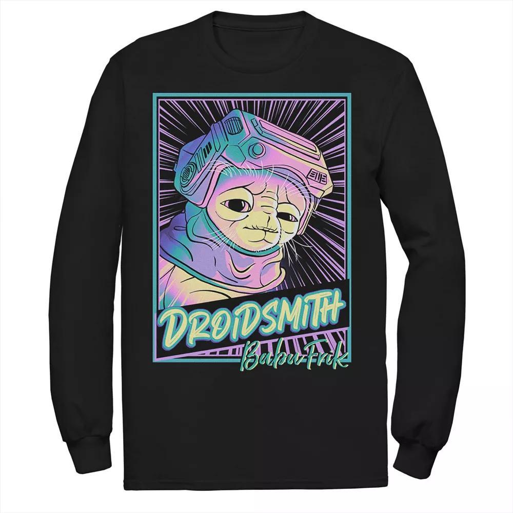 Men's Star Wars: The Rise Of Skywalker Babu Frik Neon Poster Tee, Size: Medium, Black Product Image