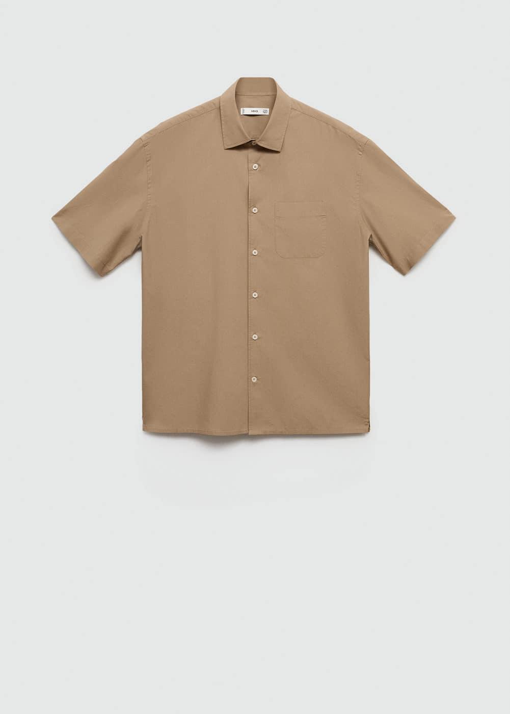 Tencel™™ cotton shirt with pocket - Men | MANGO USA Product Image