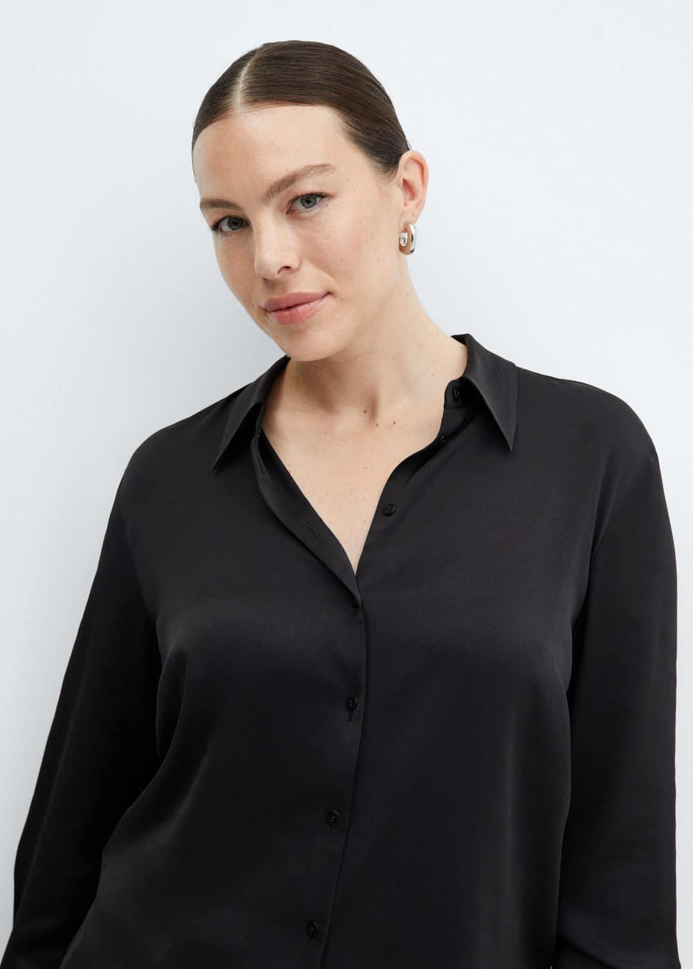 Mango Womens Satin Finish Flowy Shirt Product Image