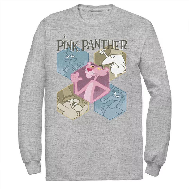 Men's Pink Panther Hexagonal Portraits Long Sleeve Graphic Tee, Size: Small, White Product Image