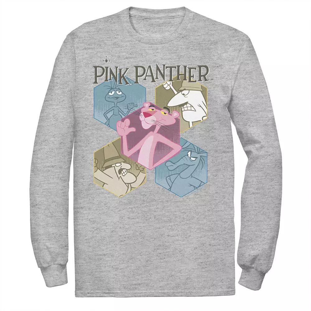 Men's Pink Panther Hexagonal Portraits Long Sleeve Graphic Tee, Size: Small, White Product Image