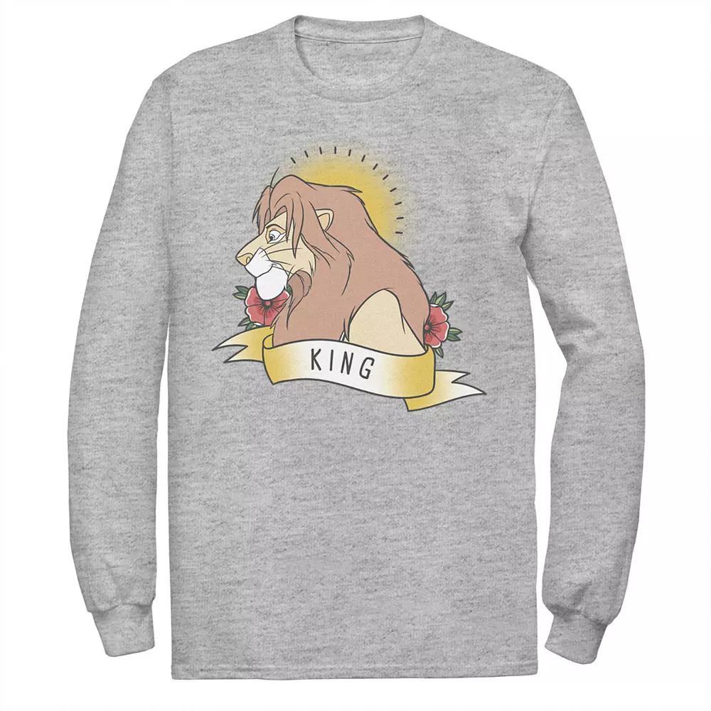Disney's The Lion King Simba King Tattoo Yellow Men's Tee, Size: Medium, Athletic Grey Product Image