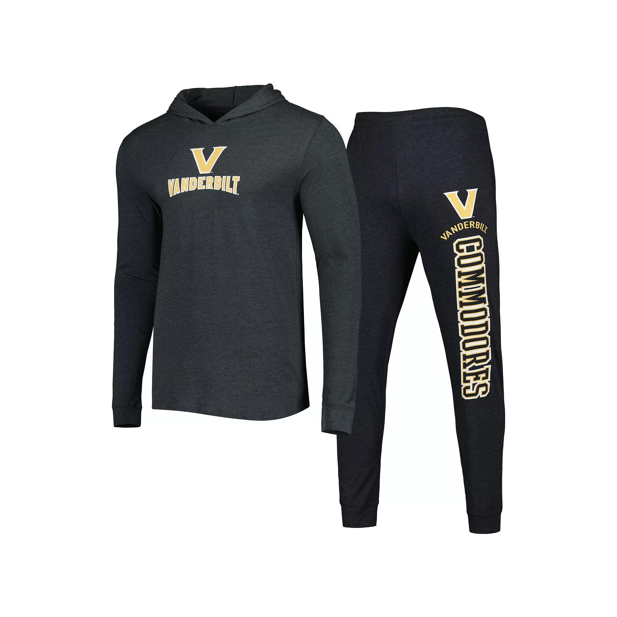 Men's Concepts Sport Black/Charcoal Vanderbilt Commodores Meter Pullover Hoodie & Pant Sleep Set, Size: Large Product Image