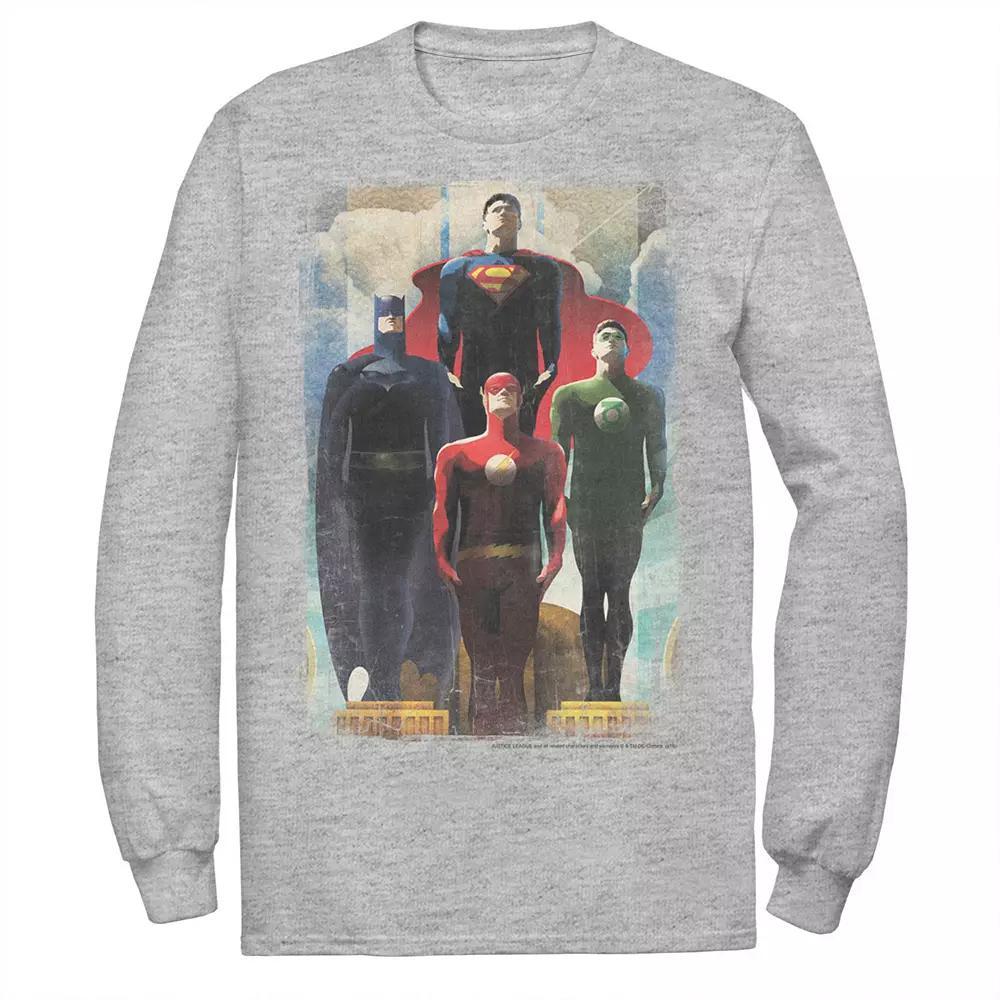 Men's DC Comics Justice League Heroes Look Up Tee, Size: XXL, Athletic Grey Product Image