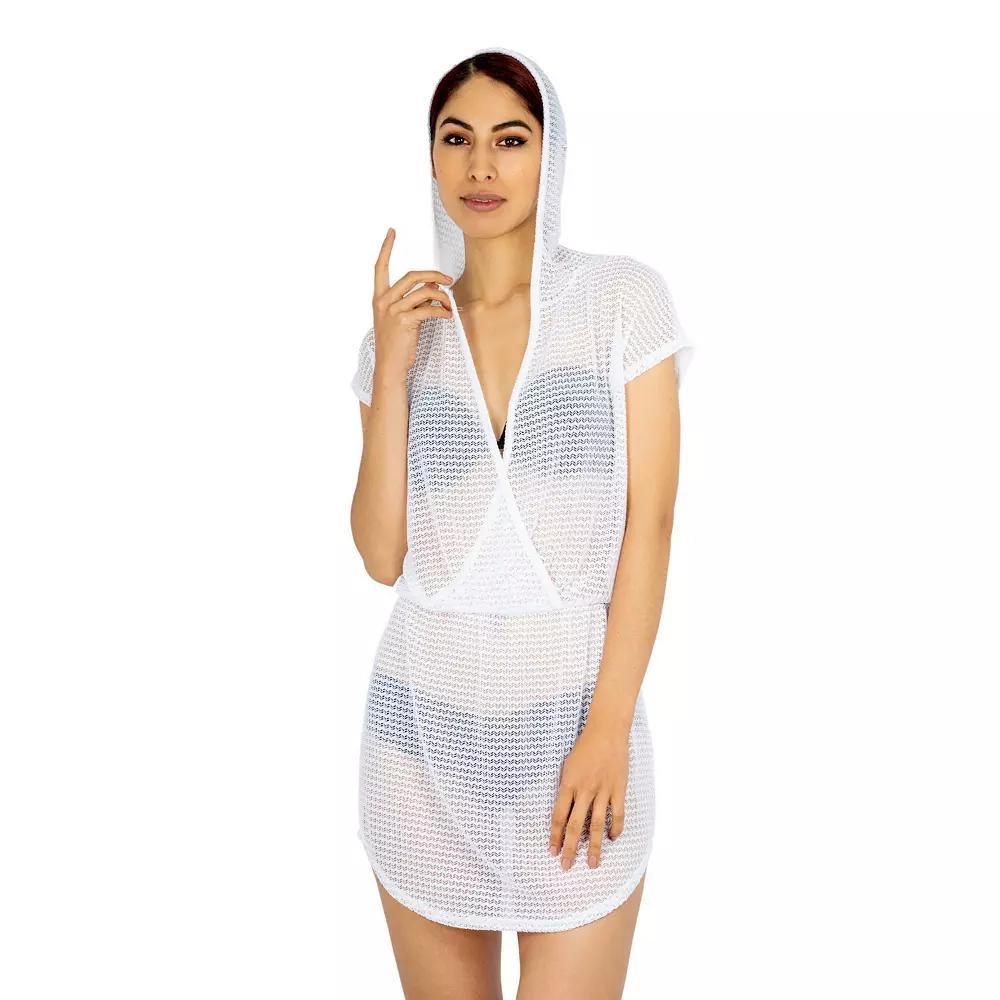 Women's Jordan Taylor Surplice Hoodie Swim Cover-Up Dress, Size: Medium, White Product Image