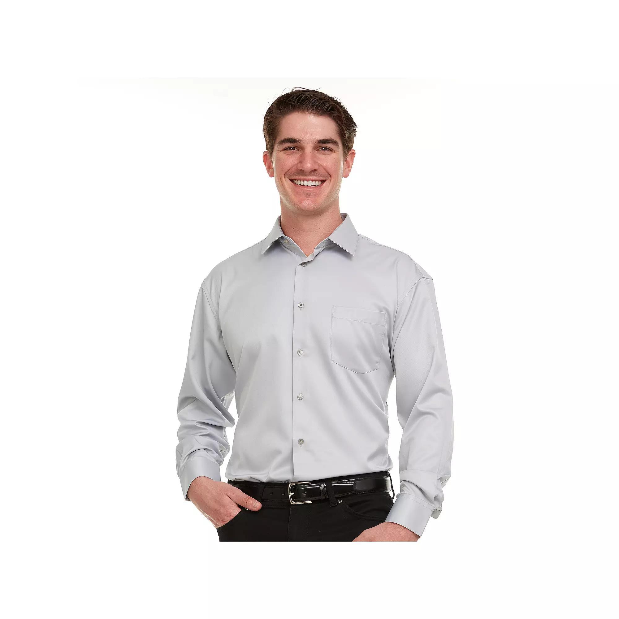 Men's Geoffrey Beene Regular-Fit Sateen Stretch Dress Shirt, Size: 17.5-34/35, Fog Gray Product Image