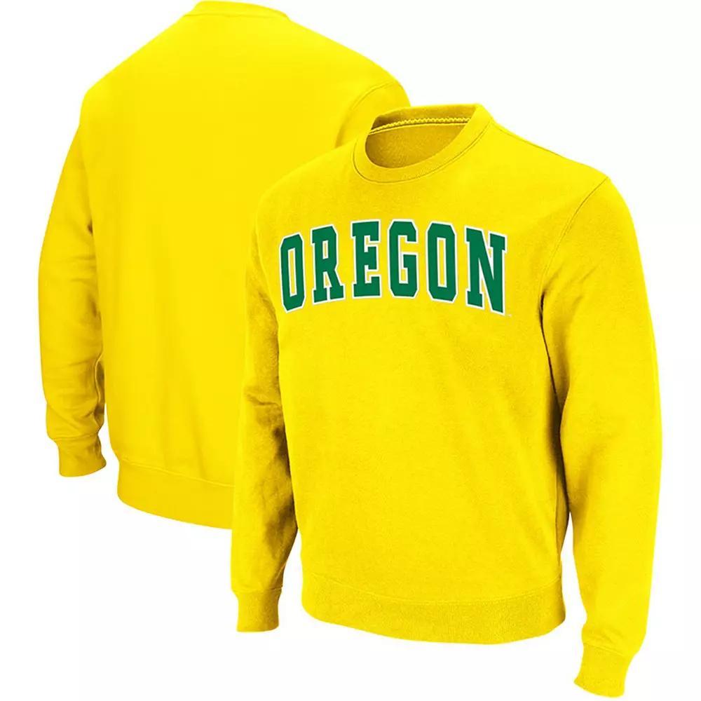 Men's Colosseum Yellow Oregon Ducks Arch & Logo Tackle Twill Pullover Sweatshirt, Size: XL Product Image