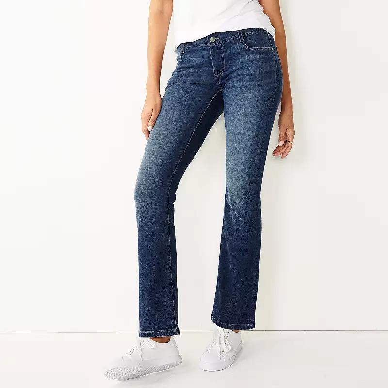Women's Nine West Tummy-Control Bootcut Jeans, Size: 4 T/Large, Dark Rinse Blast Product Image