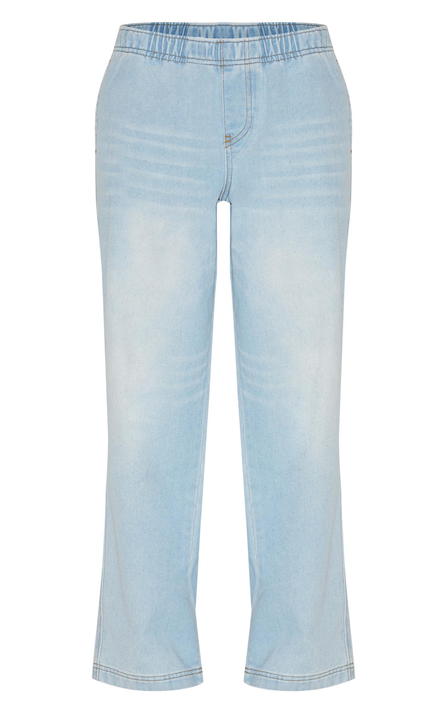  Light Blue Wash Elasticated Waistband Wide Leg Jeans Product Image