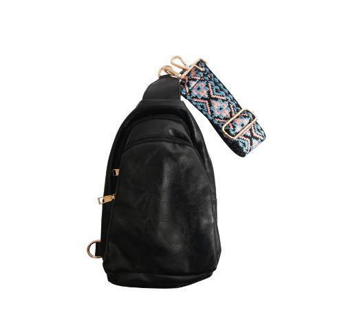 Vegan Leather Crossbody Shoulder Sling Bag with Printed Adjustable Strap Product Image