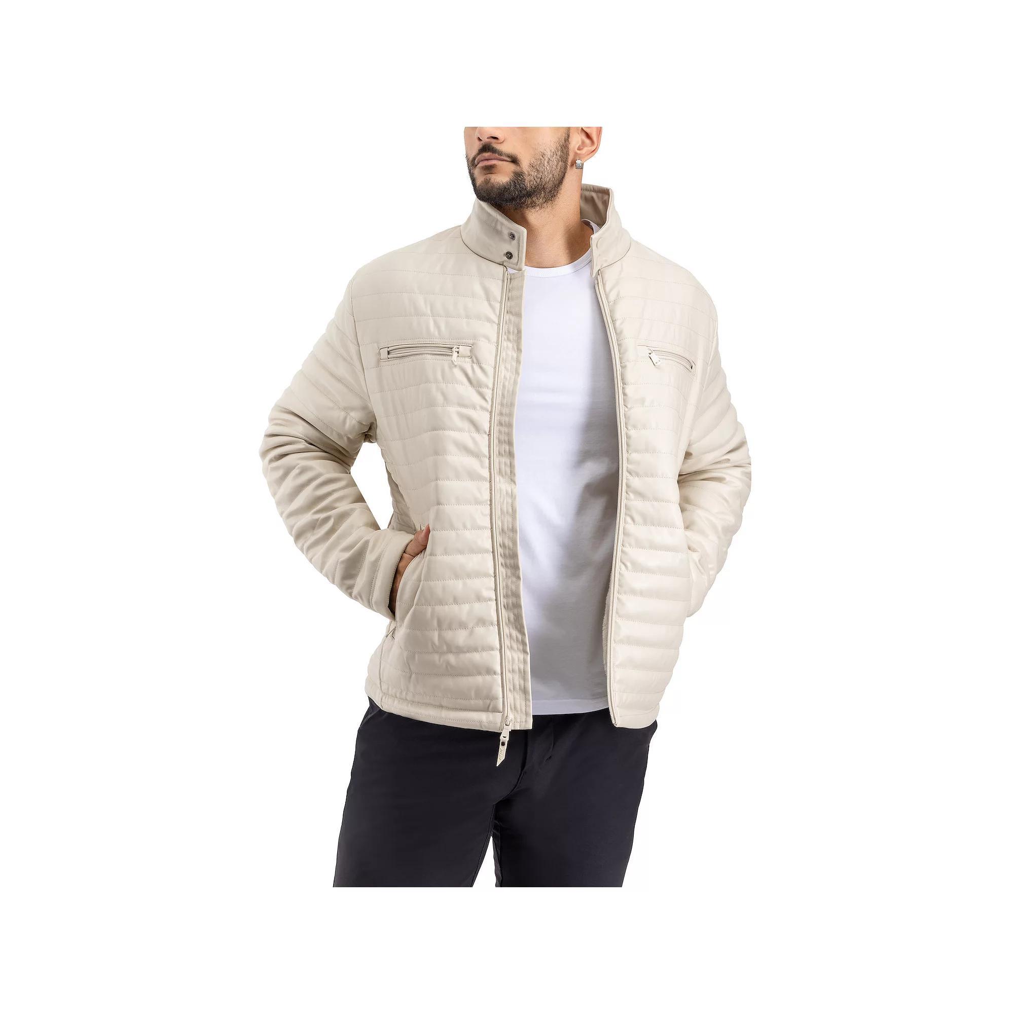 Mens Xray Faux Leather Quilted Jacket Product Image