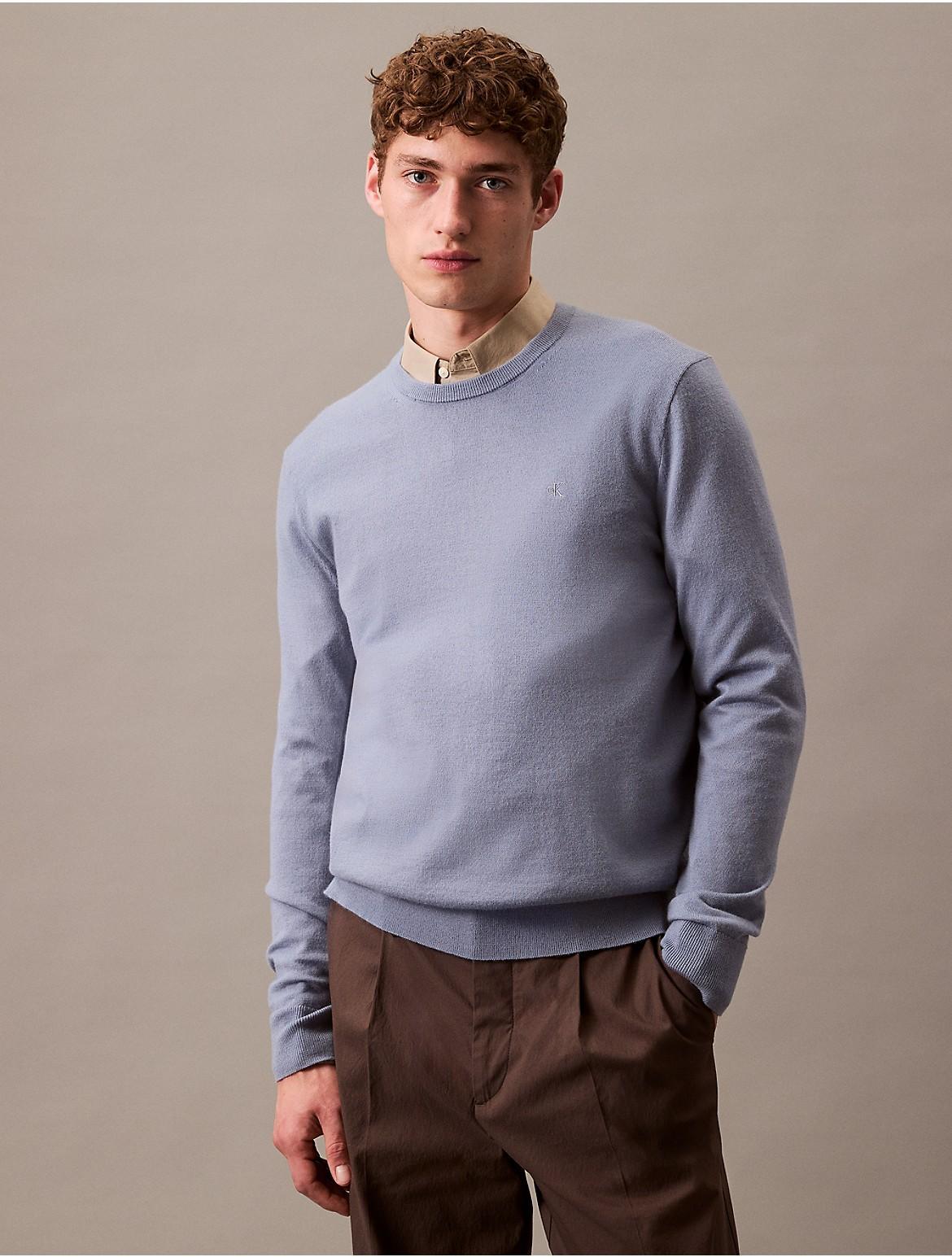 Calvin Klein Men's Extra Fine Merino Blend Crewneck Sweater - Black - S Product Image